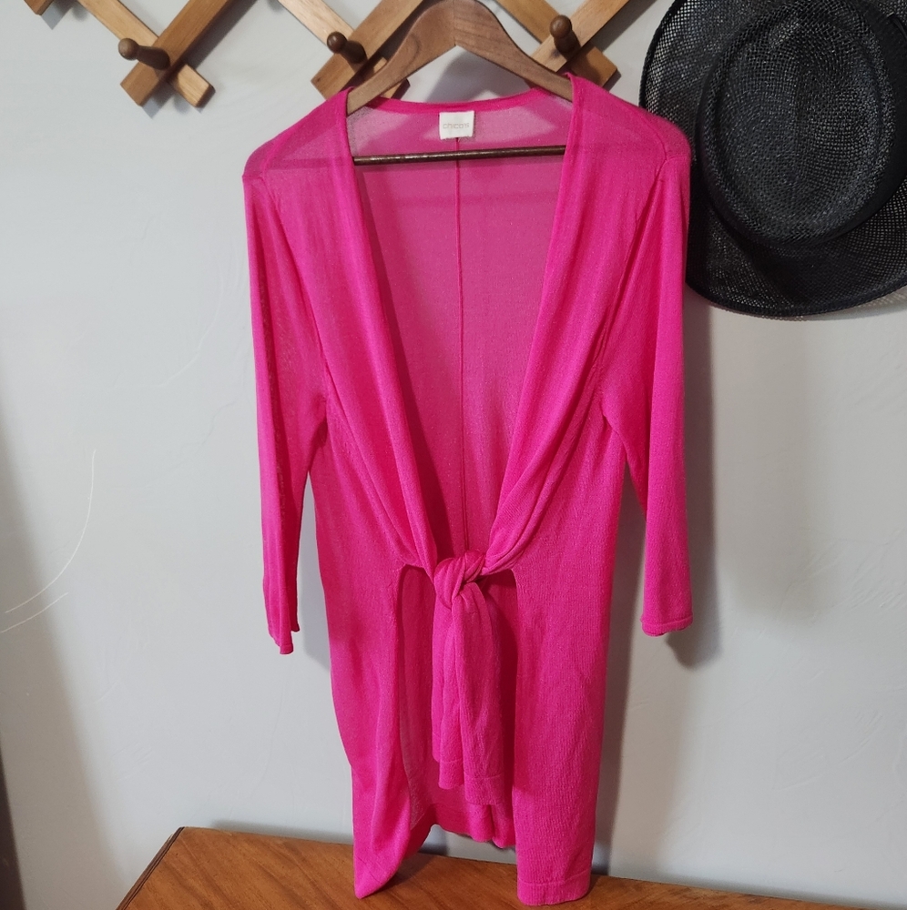 Chicos Womens Lightweight Pink Cardigan